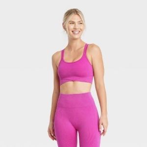 JoyLab Ribbed Seamless Bra | Large | Pink | NWT